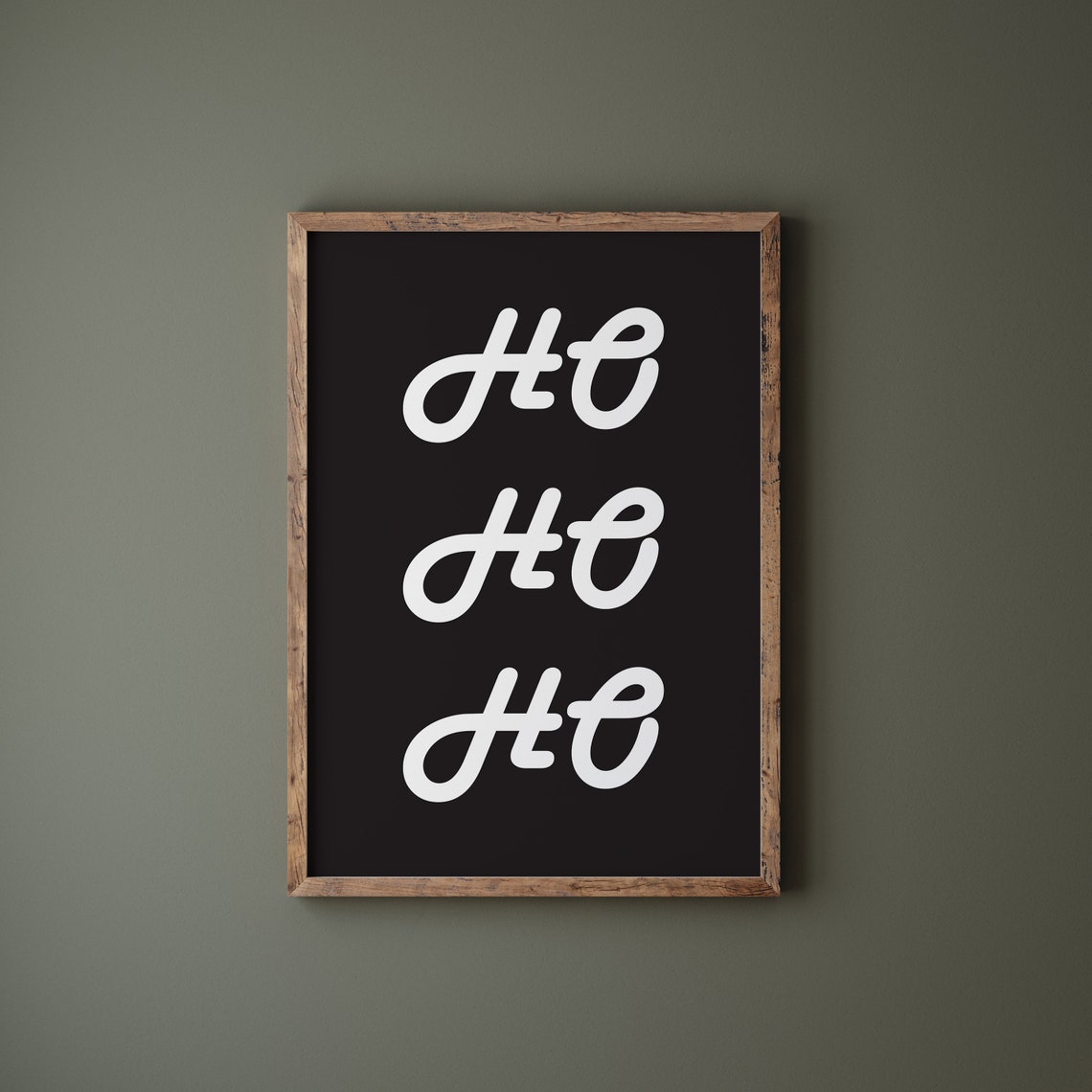 Playful Retro Ho Ho Ho Script Lettering Black Christmas Poster - Image 2