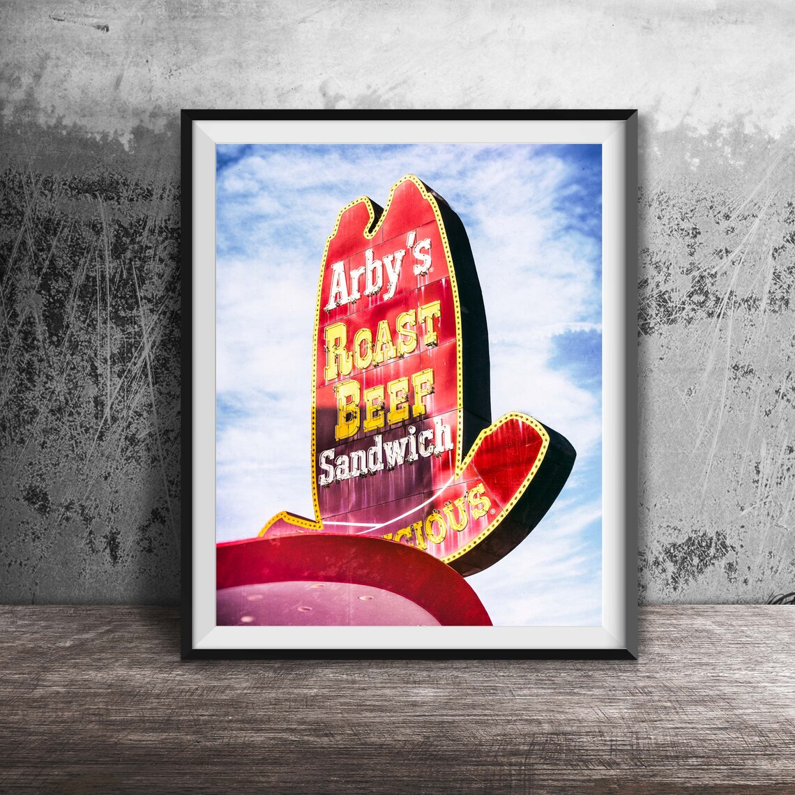 Arbys Roast Beef Sandwich Giant Cowboy Hat Sign Photography Poster