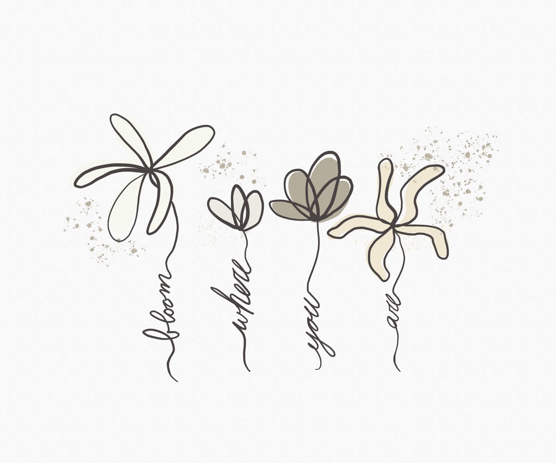 Floral Wall Art Minimalist Print Boho Decor Office Nursery Girl - Image 2