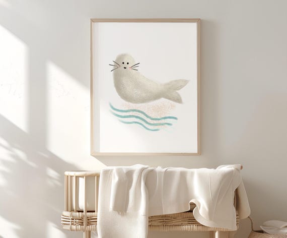 Arctic Nursery Seal Art Print, Nautical Decor
