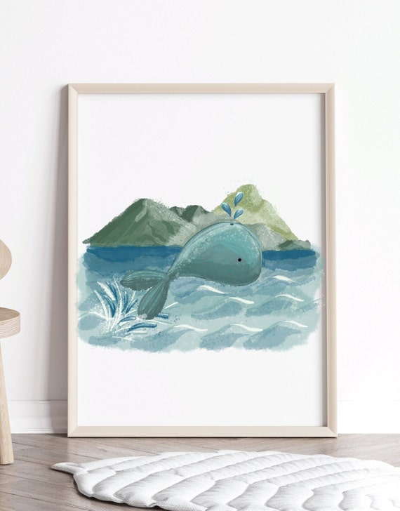 Ocean Nursery Decor Nautical Wall Art Whale Beach Baby Room Under The Sea Prints Gender Neutral Shower Gift
