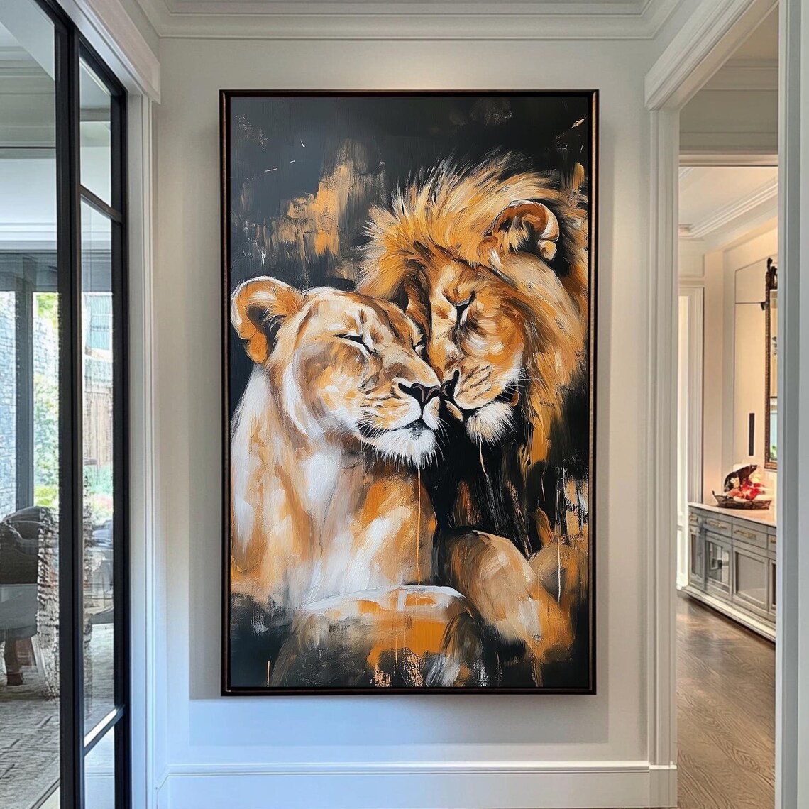 Lion And Lioness Romantic Couple Art Print
