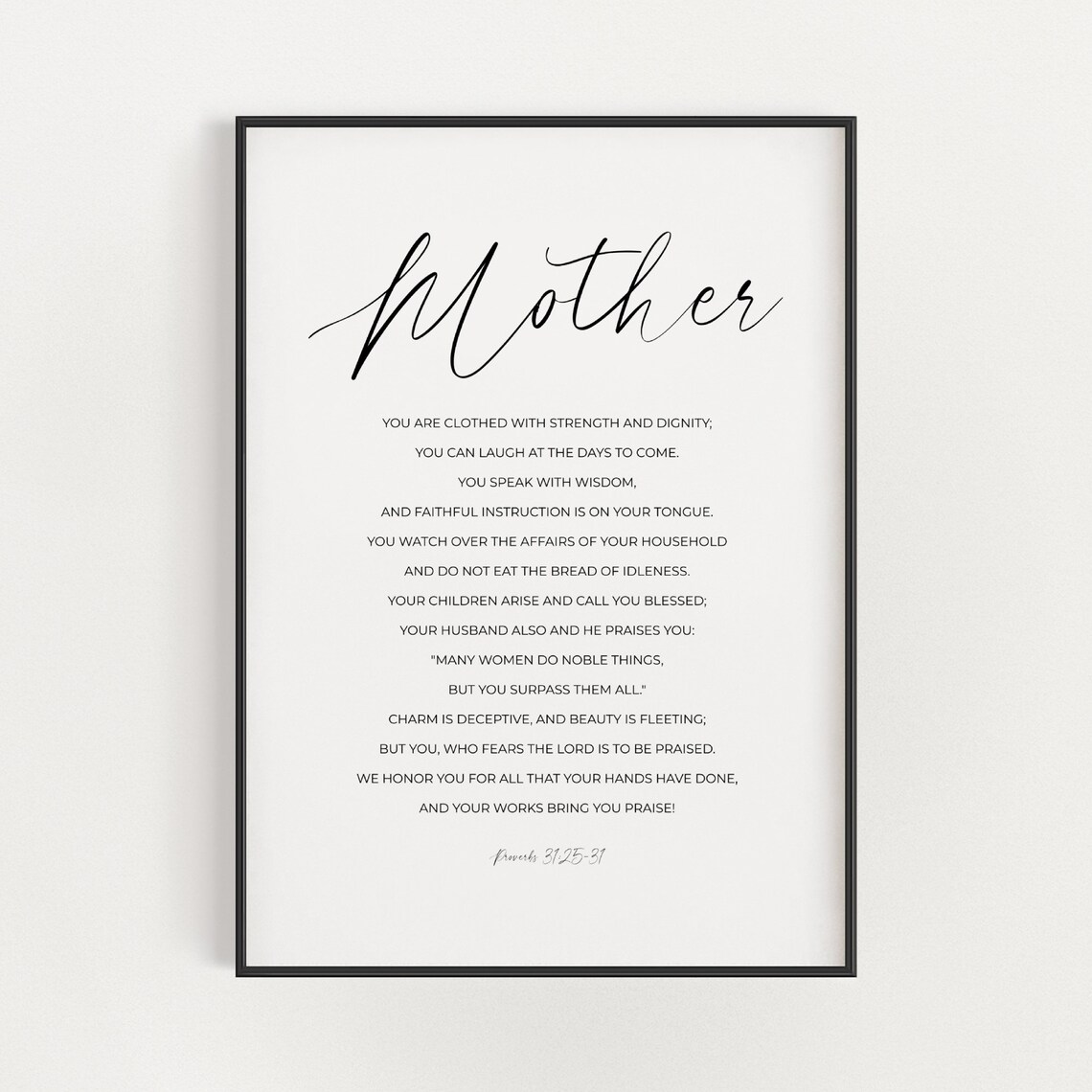 Proverbs 31:25 Christian Mother’s Day Art Print