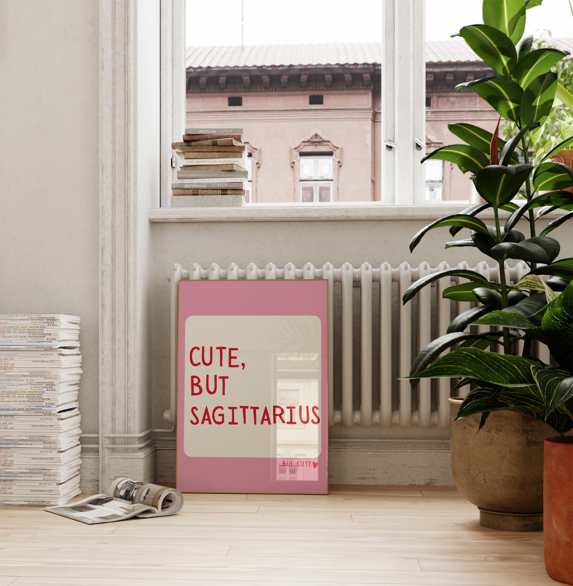 Cute But Sagittarius Pink Minimalist Zodiac Sign Funny Quote Poster - Image 3