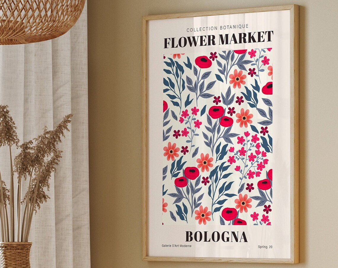 Bologna Flower Market Retro Botanical Floral Collection Poster - Image 2