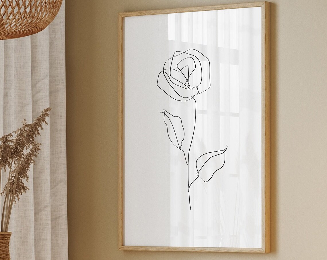 Rose Line Drawing, Minimalist Floral Art Print - Image 2