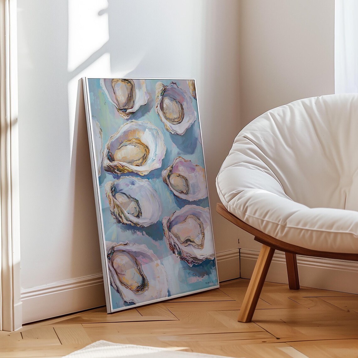 Oyster Shell Art Print, Coastal Beach House Decor - Image 3