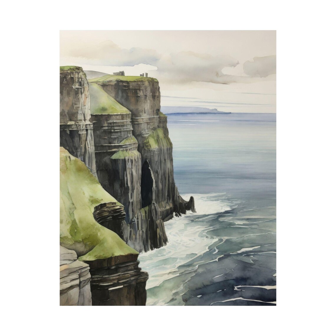 Cliffs Of Moher Watercolor Travel Poster