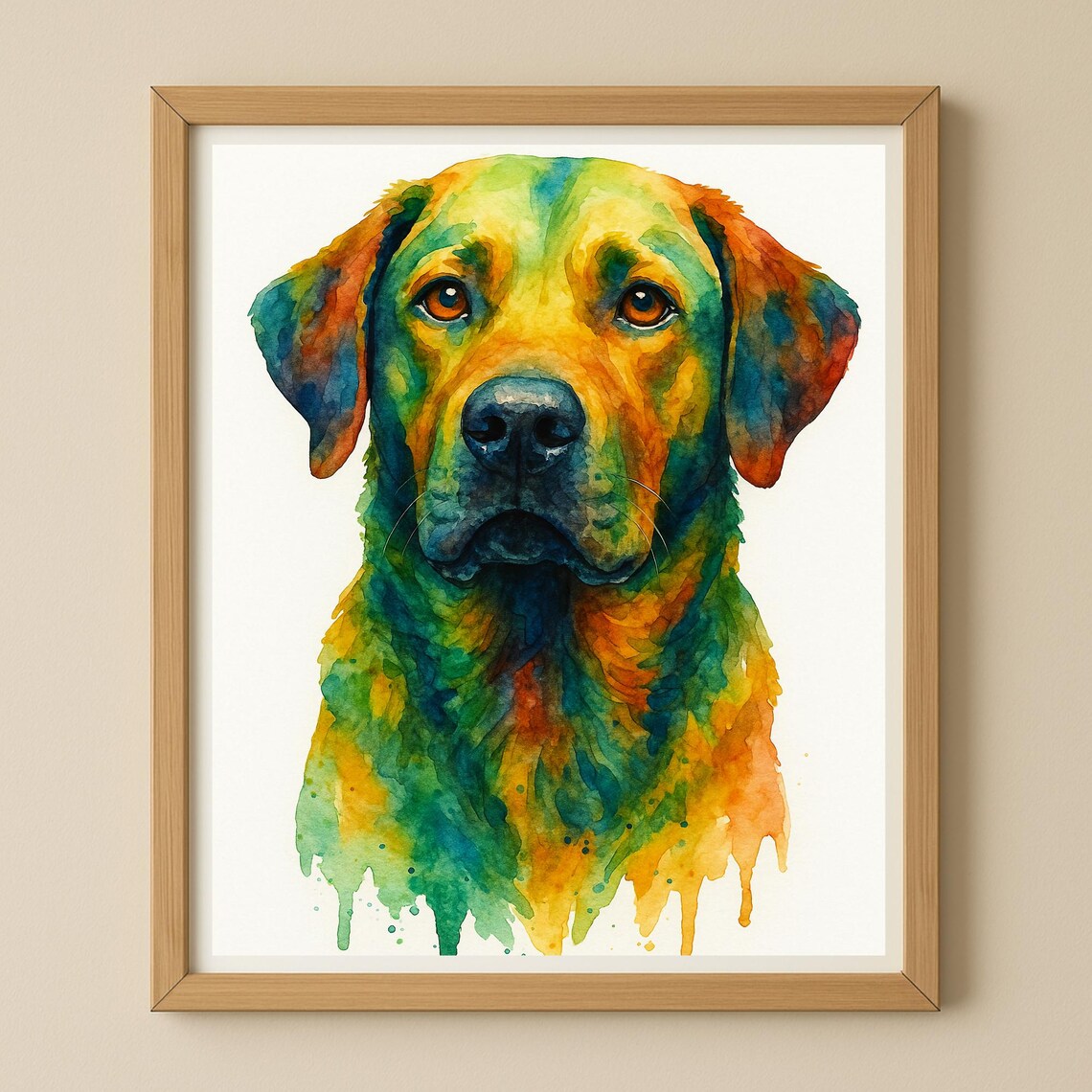 Colorful Watercolor Labrador Dog Portrait Vibrant Pet Art Poster