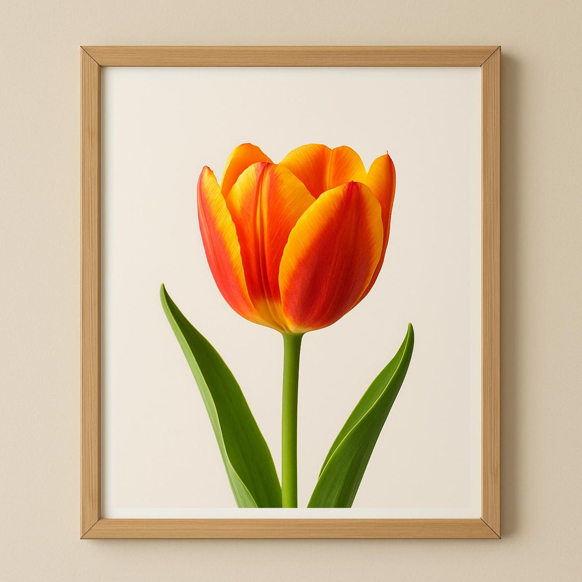 Orange Red Tulip Single Stem Minimalist Floral Photography Poster