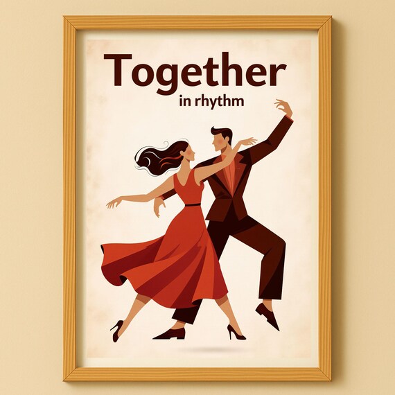 Together In Rhythm Dancing Couple Retro Ballroom Dance Poster