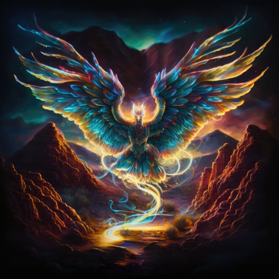 Canyon Phoenix Fantasy Art Poster