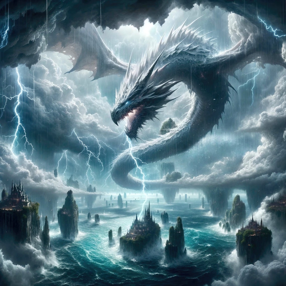 Ocean Dragon Fantasy Art Print