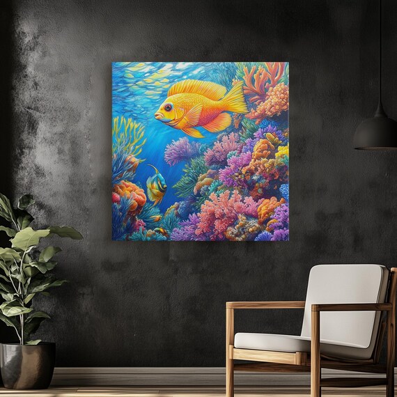 Tropical Coral Reef Bright Fish Underwater Ocean Scene Poster