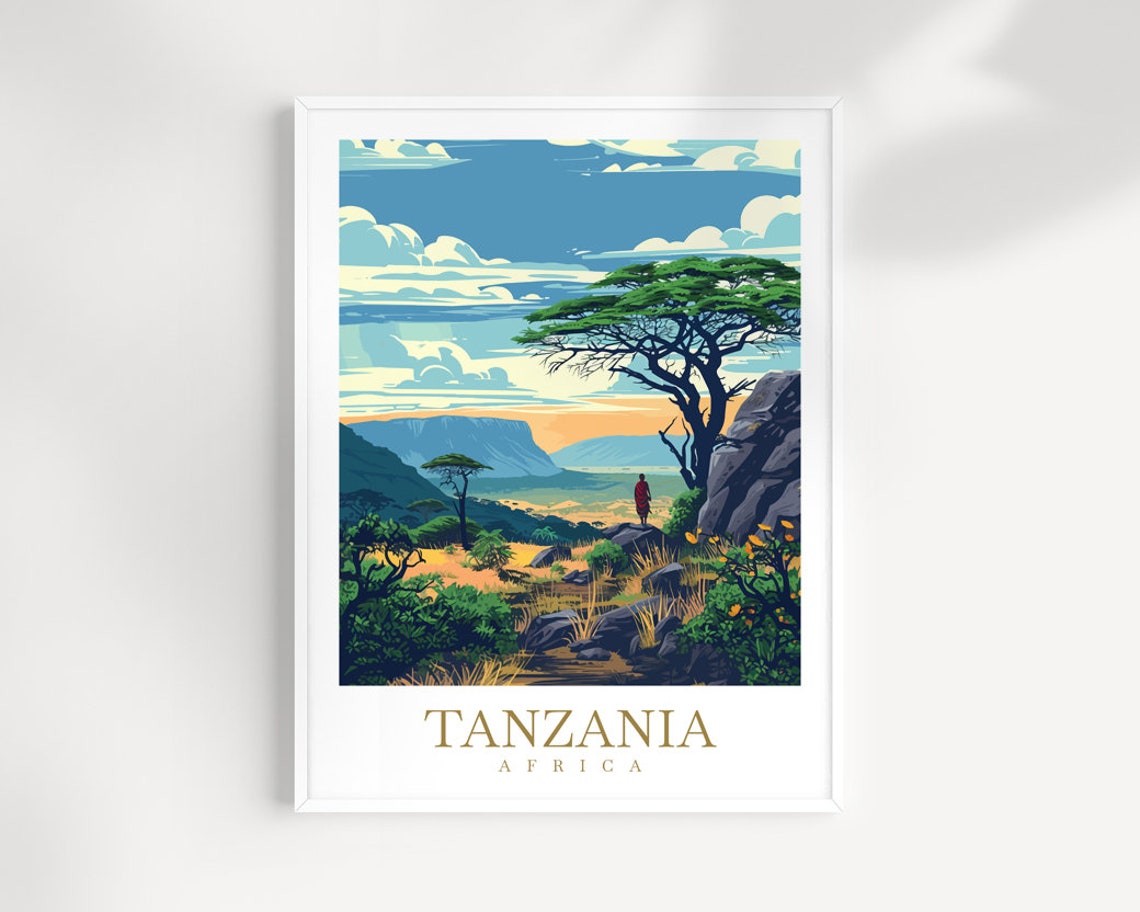 Tanzania Travel Print Wall Art Africa Wall Hanging Home Dcor Tanzania Gift Art Lovers Tanzania Art Lover Gift Wall Art Tanzania Art