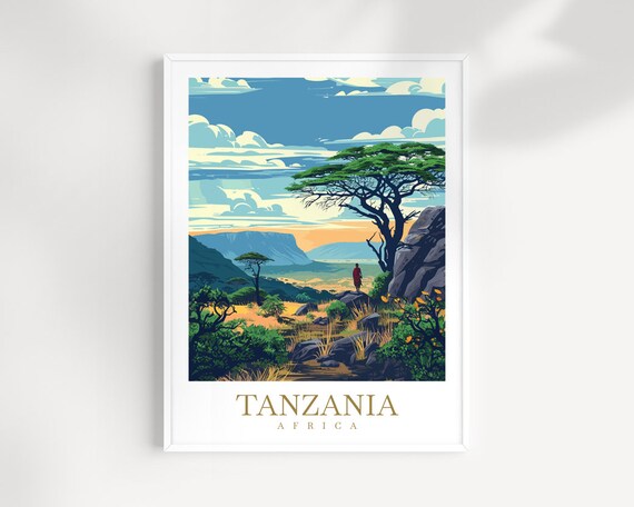 Tanzania Travel Print Wall Art Africa Wall Hanging Home Dcor Tanzania Gift Art Lovers Tanzania Art Lover Gift Wall Art Tanzania Art