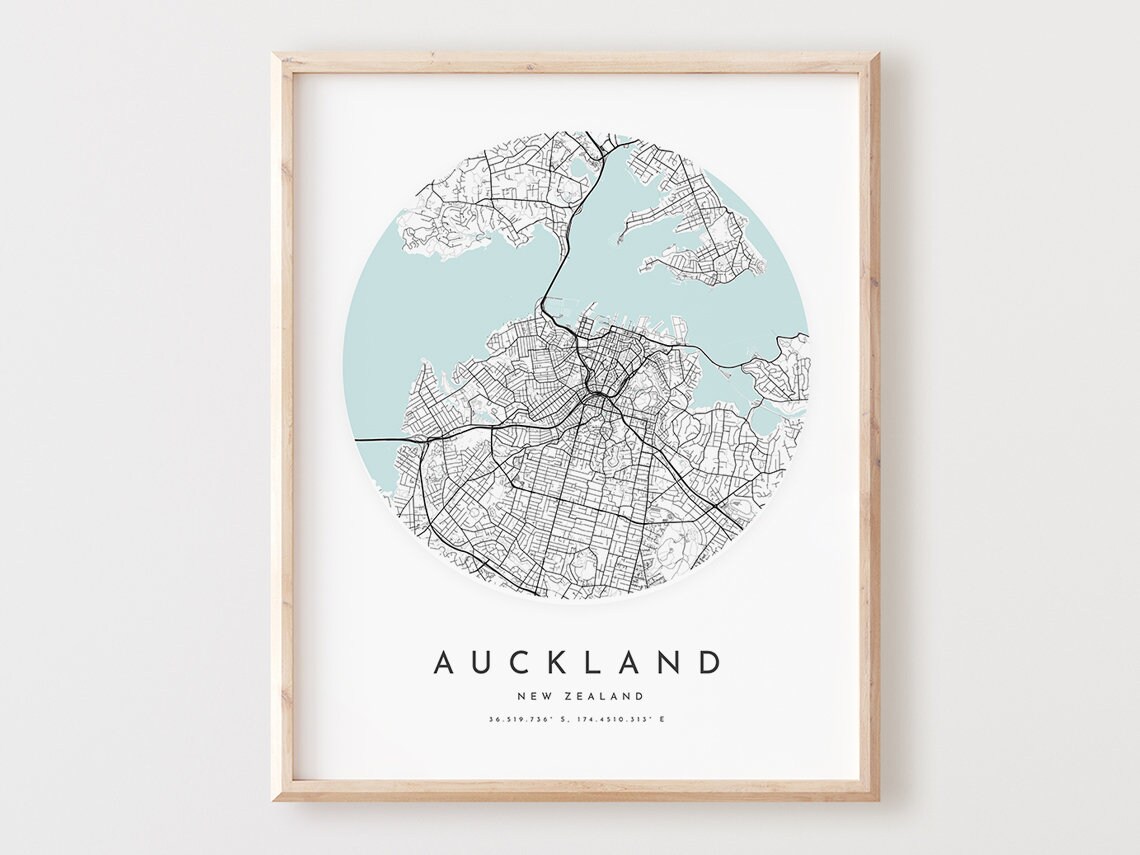 Auckland Map Print Modern City Street Wall Art