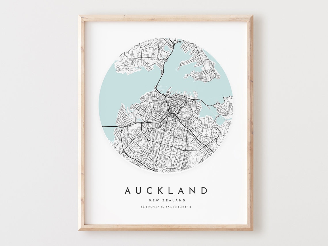 Auckland New Zealand Minimalist City Map Circle Line Art Poster