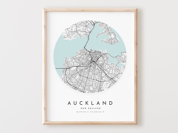 Auckland Map Print Modern City Street Wall Art