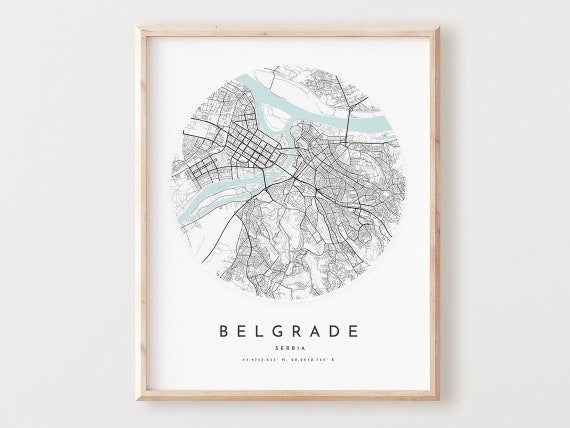 Belgrade Map Print, Minimalist Travel Poster