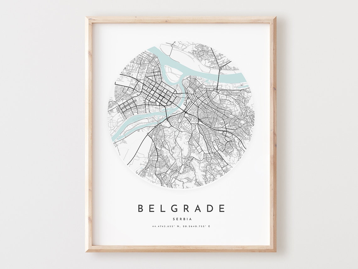 Belgrade Map Print, Minimalist Travel Poster