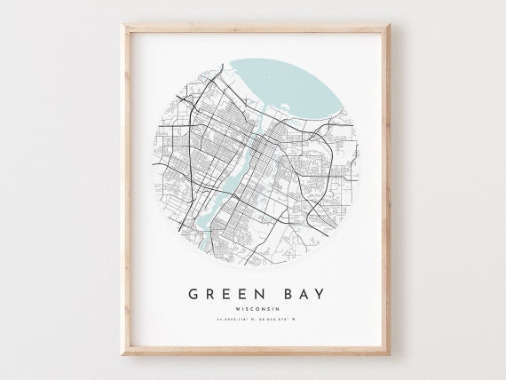 Green Bay Wisconsin Map Art Print, City Street Poster
