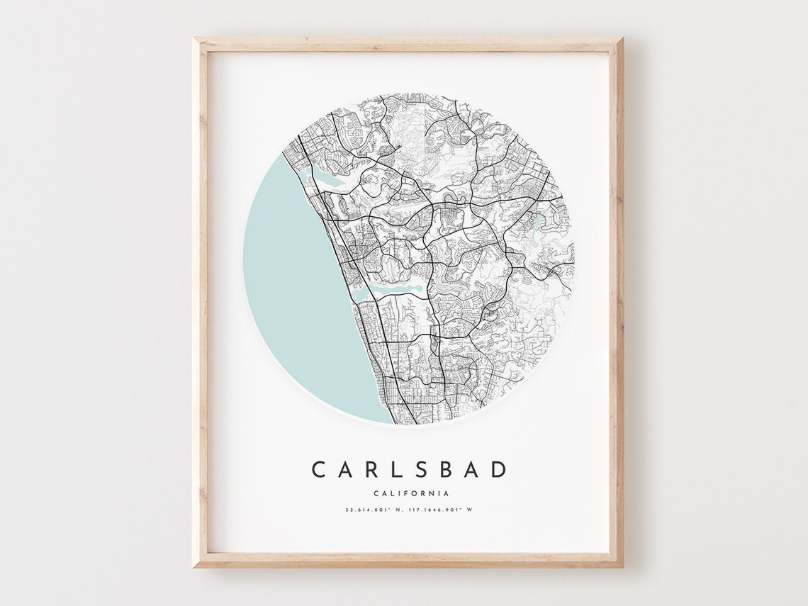Carlsbad California Minimalist City Street Map Coast Art Poster