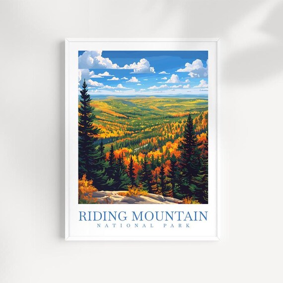 Riding Mountain National Park Autumn Forest Vintage Travel Poster