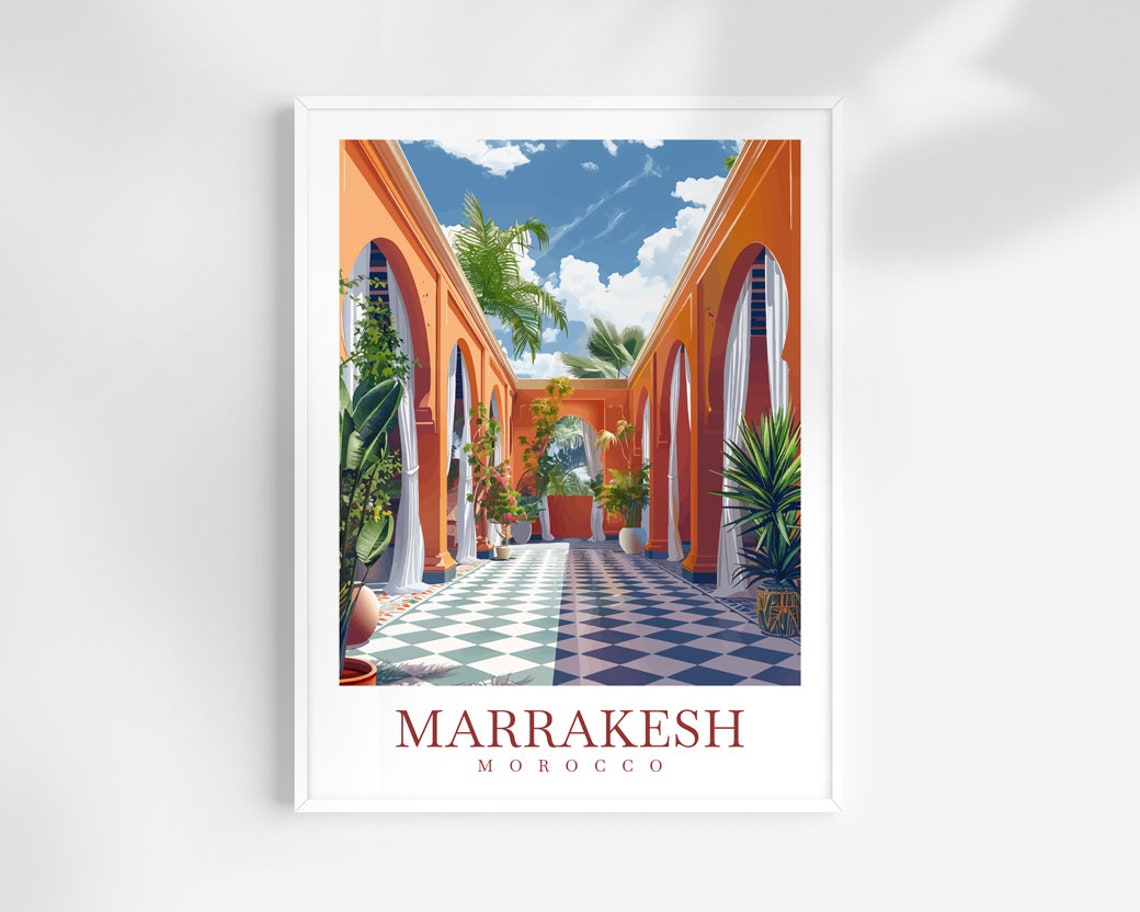 Marrakesh Morocco Riad Courtyard Colonnade Tile Mosaic Poster
