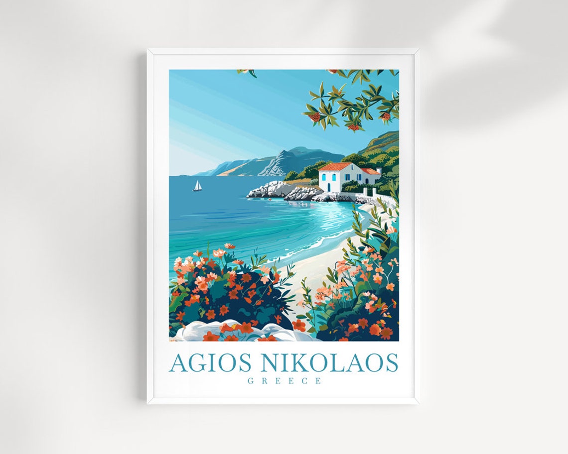 Agios Nikolaos Greece Coastal Cove Chapel Seaside View Poster