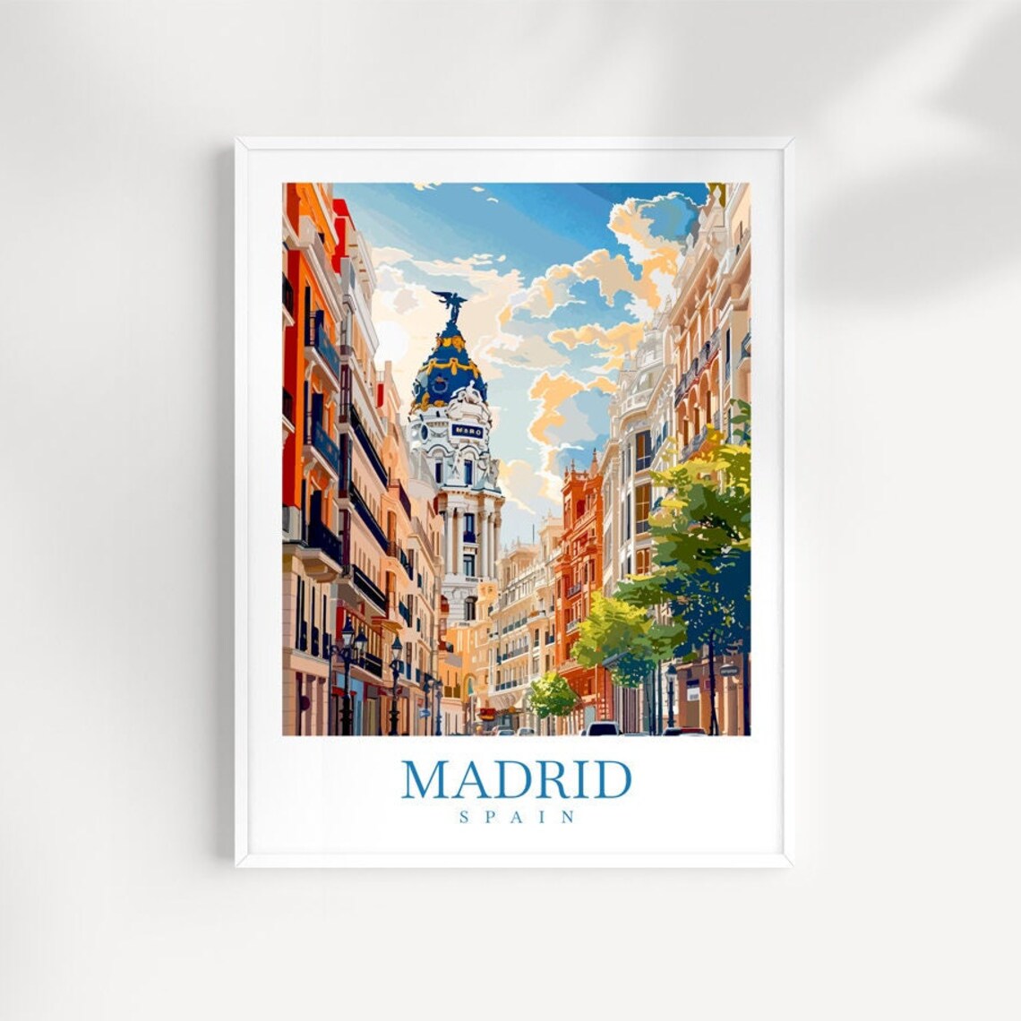 Madrid Spain Gran Via Metropolis Dome City Avenue Travel Poster