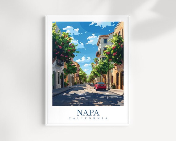 Napa California Old Town Sunny Street Vintage Cityscape Poster