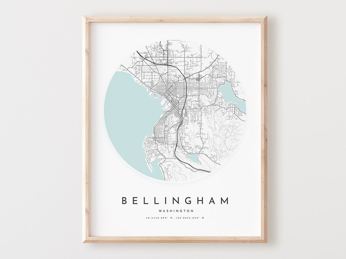 Bellingham Washington Map Print, Modern City Art Print
