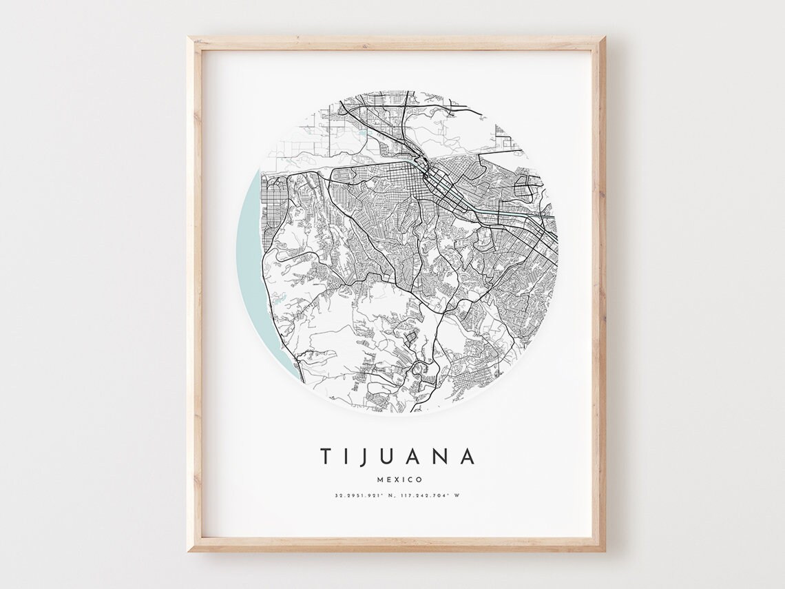 Tijuana Map Print City Street Poster Wall Art
