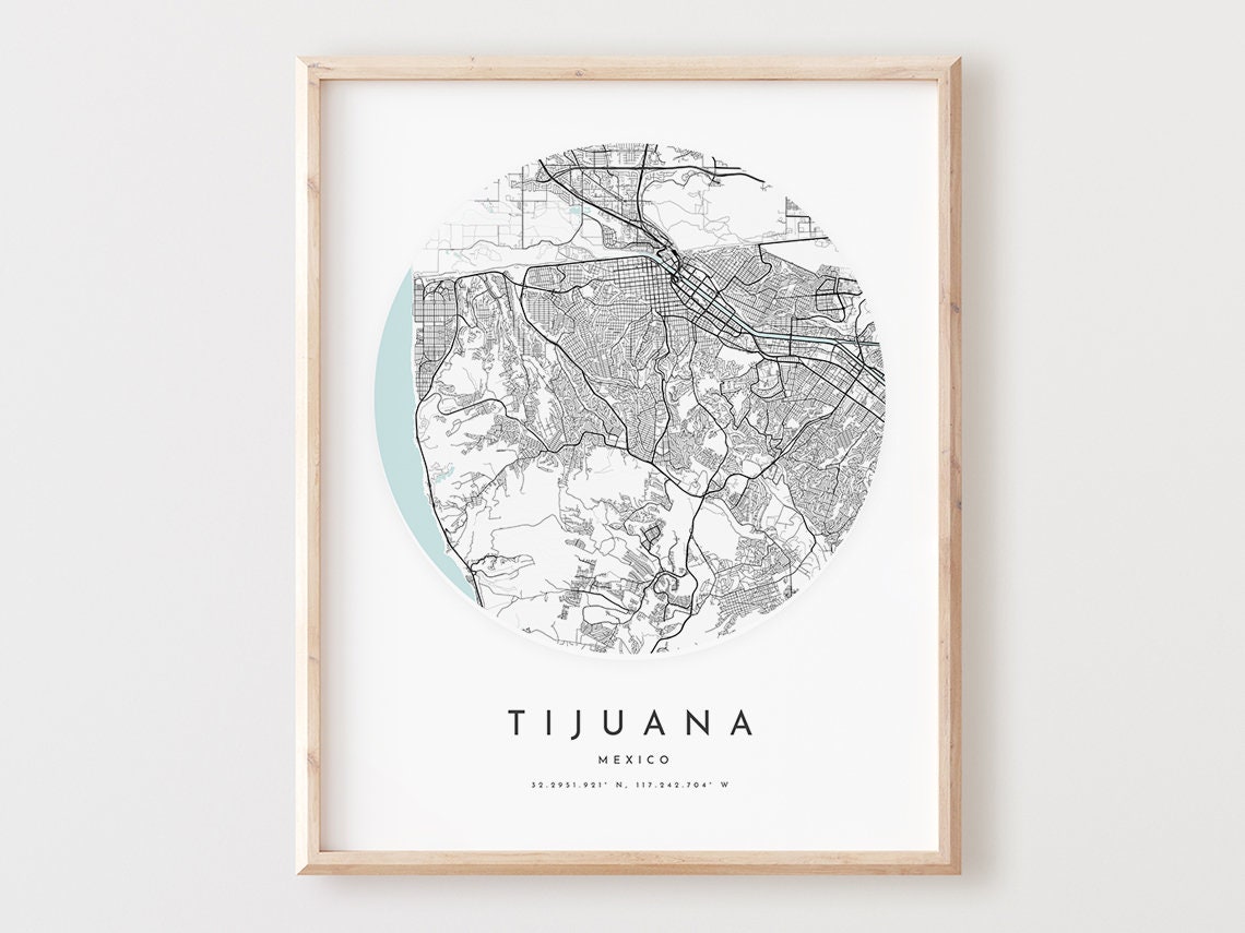 Tijuana Mexico Circular City Street Map Minimalist Decor Poster