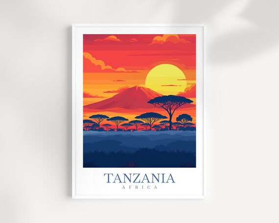 Tanzania Travel Print Wall Art Africa Wall Hanging Home Dcor Tanzania Gift Art Lovers Tanzania Art Lover Gift Wall Art Tanzania Art