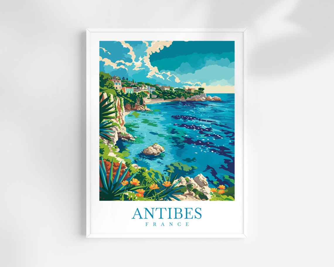 Antibes France Mediterranean Turquoise Cove Rocky Coast Poster