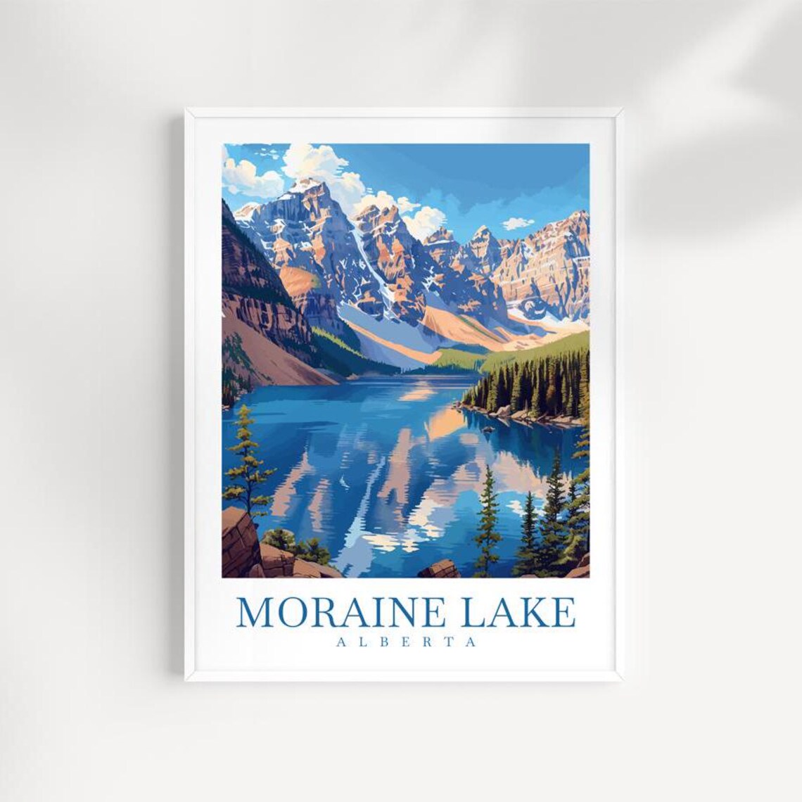 Moraine Lake Alberta Valley of Ten Peaks Reflection Travel Poster