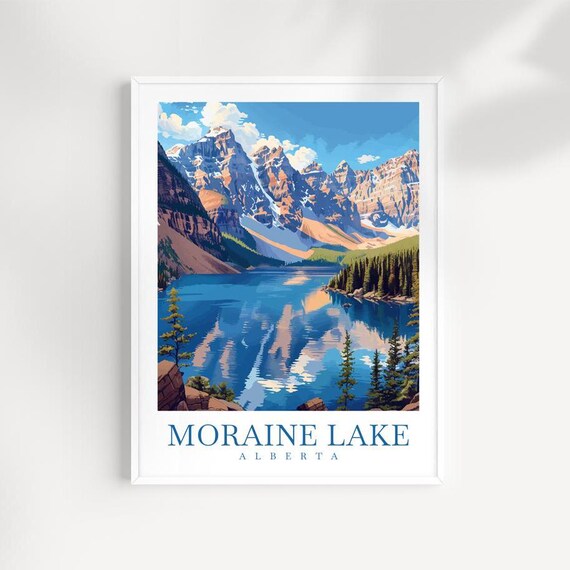 Moraine Lake Alberta Valley of Ten Peaks Reflection Travel Poster