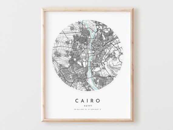 Cairo Map Print Modern City Street Wall Art