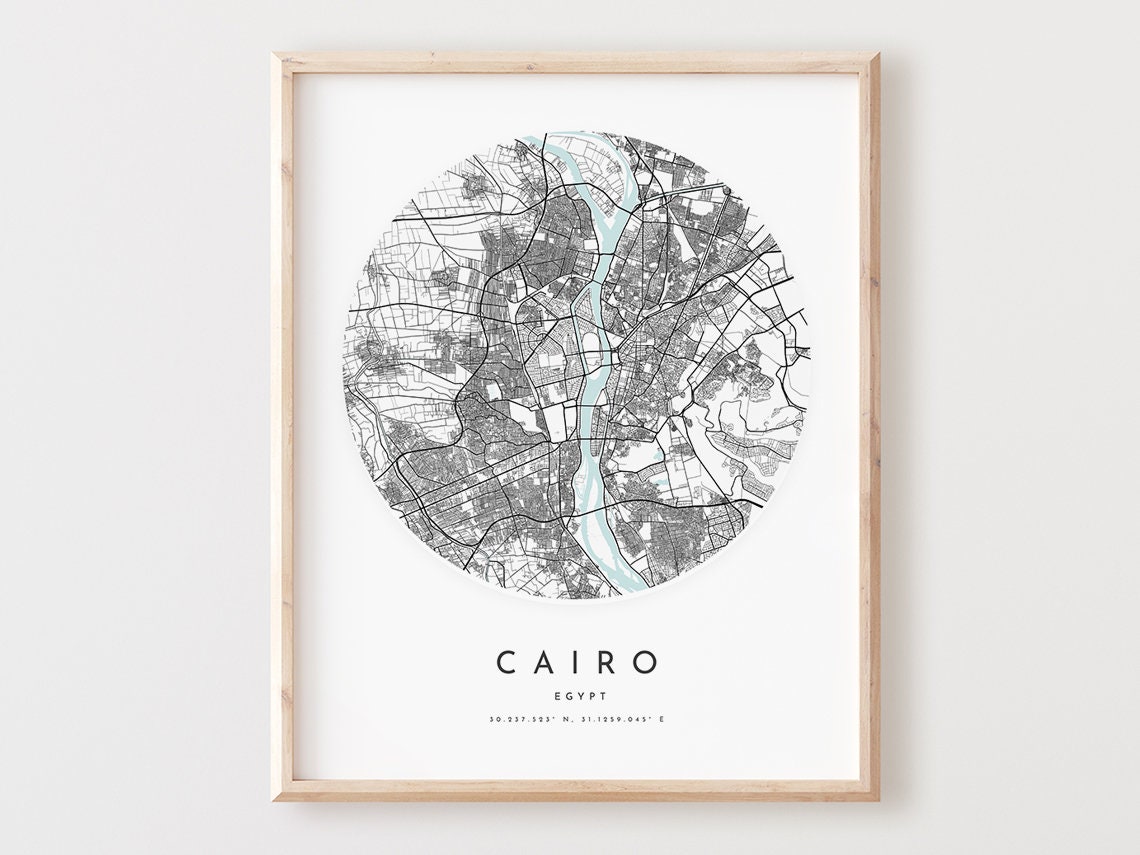 Cairo Egypt Minimalist City Map Circle Line Art Travel Poster