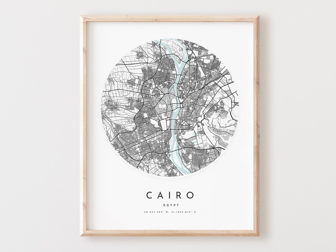 Cairo Map Print Modern City Street Wall Art