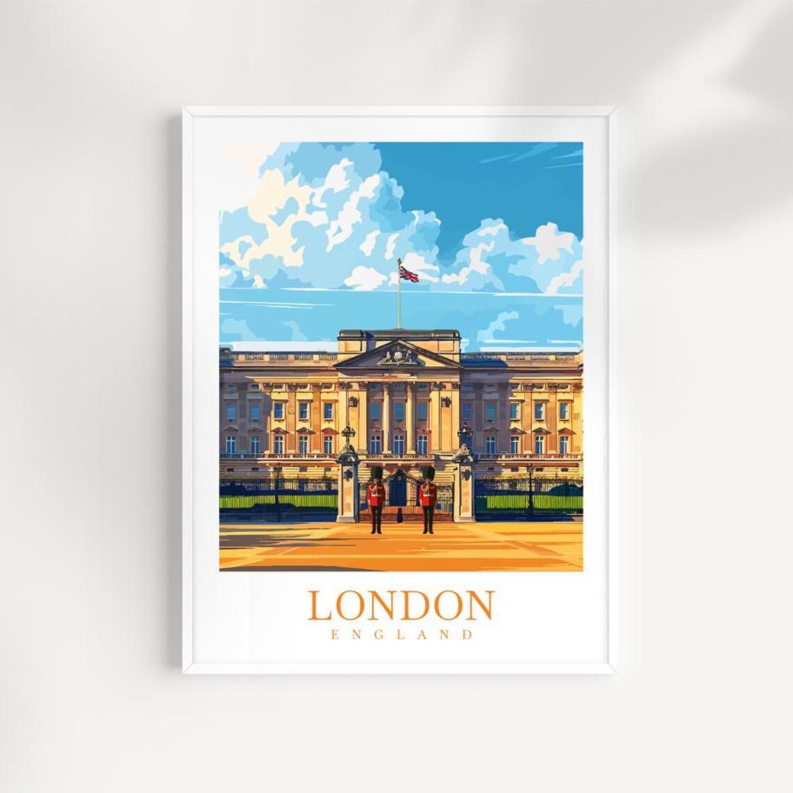 London England Buckingham Palace Royal Guards Travel Art Poster