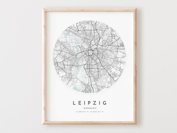 Leipzig Map Print, Minimalist City Street Art