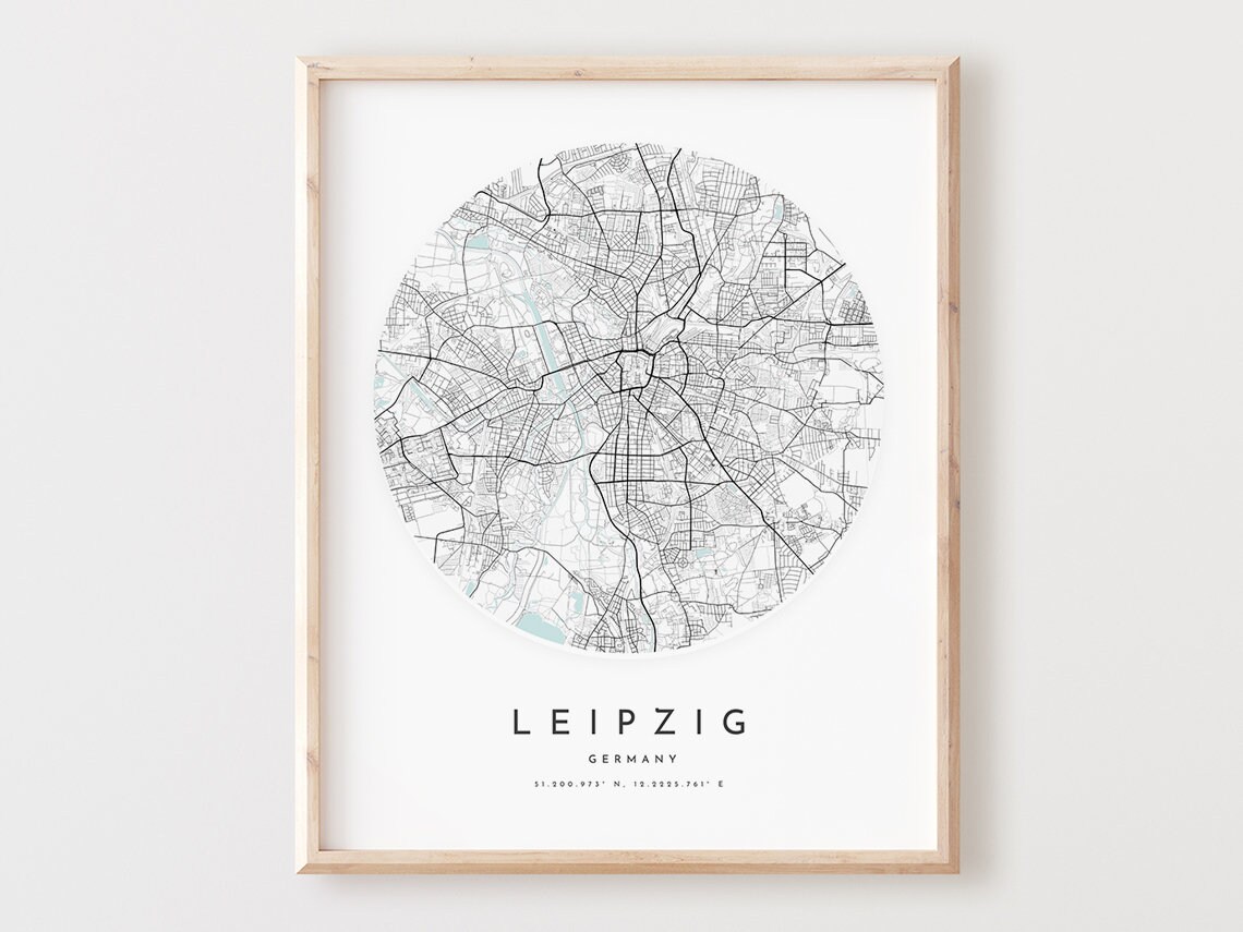 Leipzig Map Print, Minimalist City Street Art