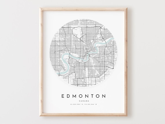 Edmonton Map Print Modern City Street Art Poster