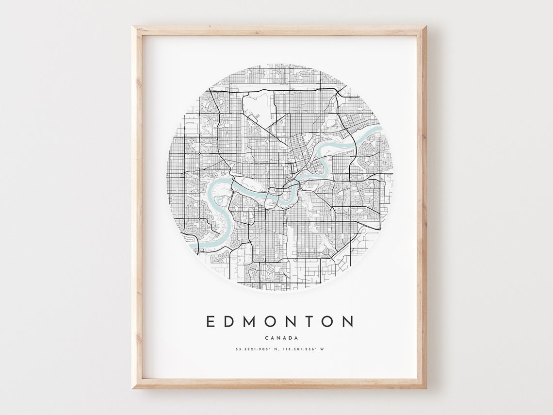 Edmonton Canada Circular City Street Map Minimalist Decor Poster