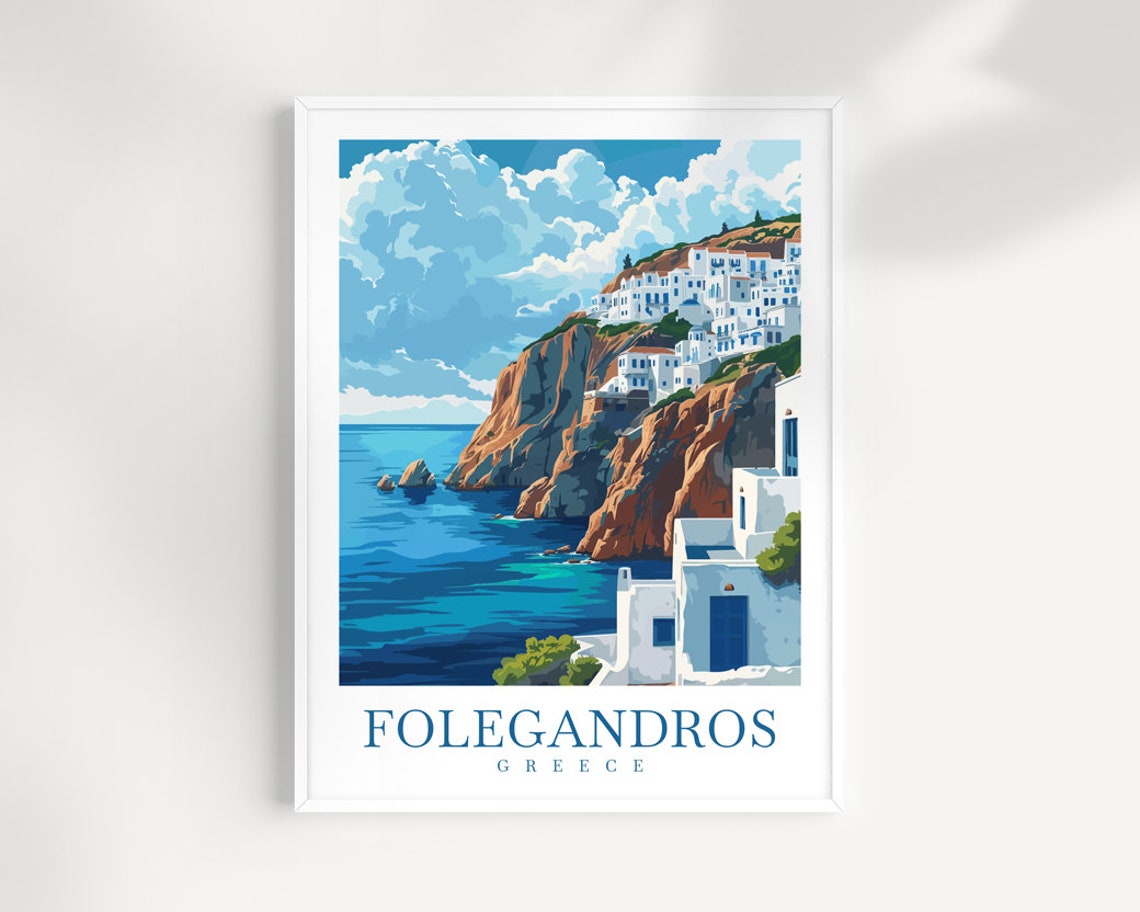 Folegandros Greece Cliffside Village Aegean Sea View Travel Wall Art