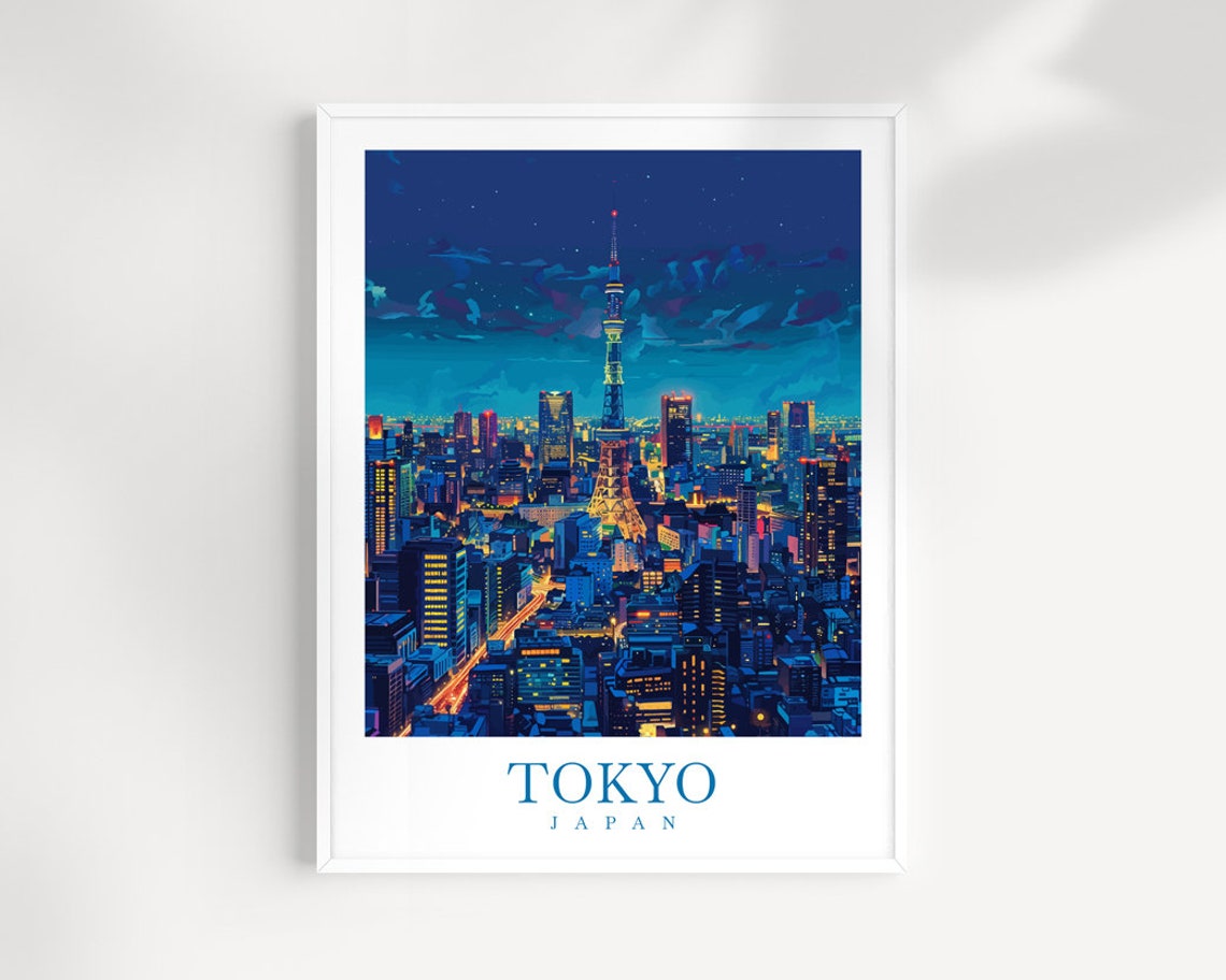 Tokyo Japan Night Cityscape With Illuminated Tokyo Tower Poster