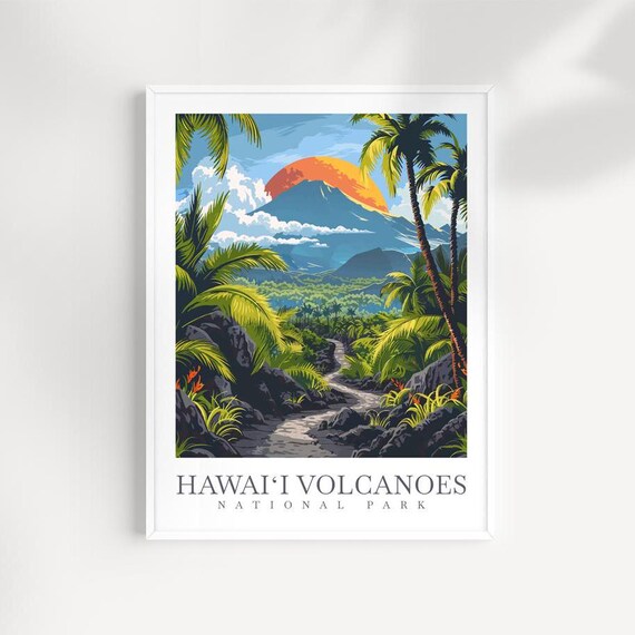 Hawaii Volcanoes National Park Sunset Lava Trail Travel Poster